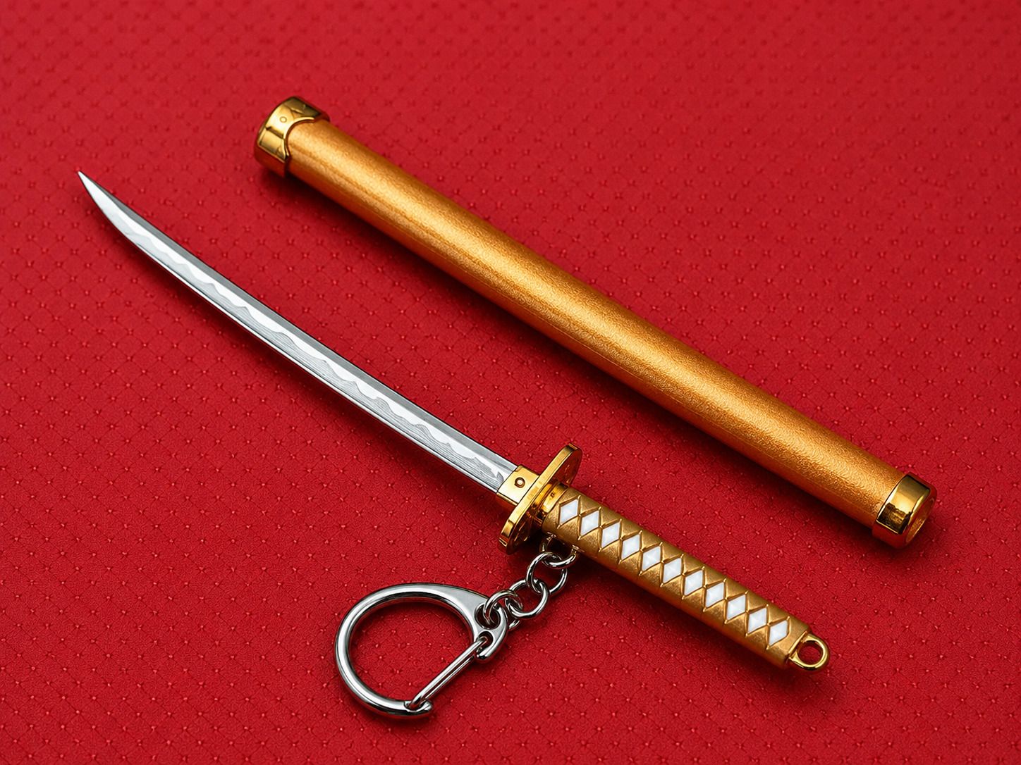 joyloot Mini Metal Katana Sword Keychain with Sheath, Anime Style Key Ring Pendant Key Chain-picture-25