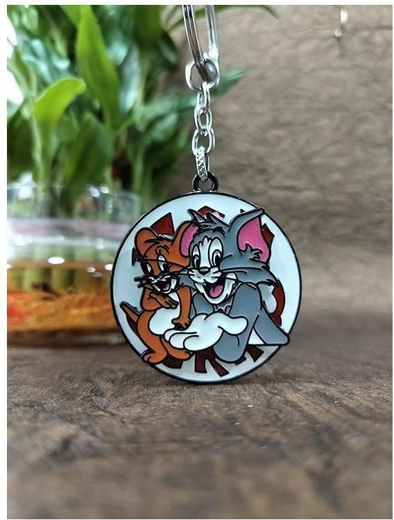 New design Tom and Jerry Cartoon Character Rotating Metal Keychain For Girl Key Chain-image-23