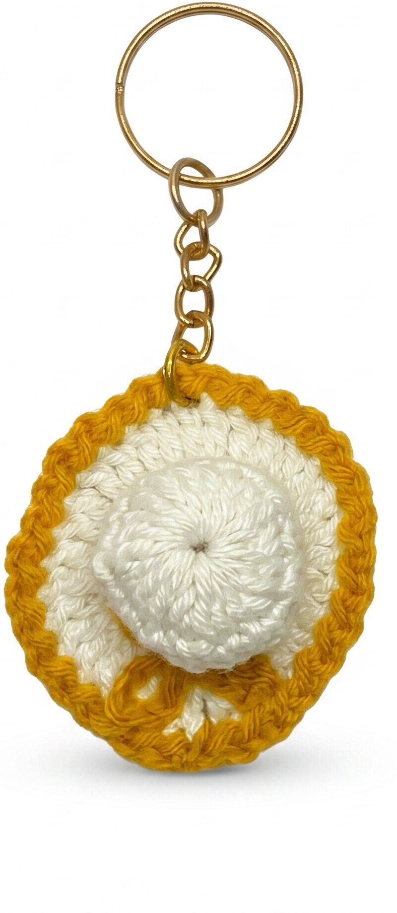 mystiva arts Handmade Crochet Mini Sun Hat Keychain – White & Yellow Straw Hat Keyring Charm Key Chain-picture-22