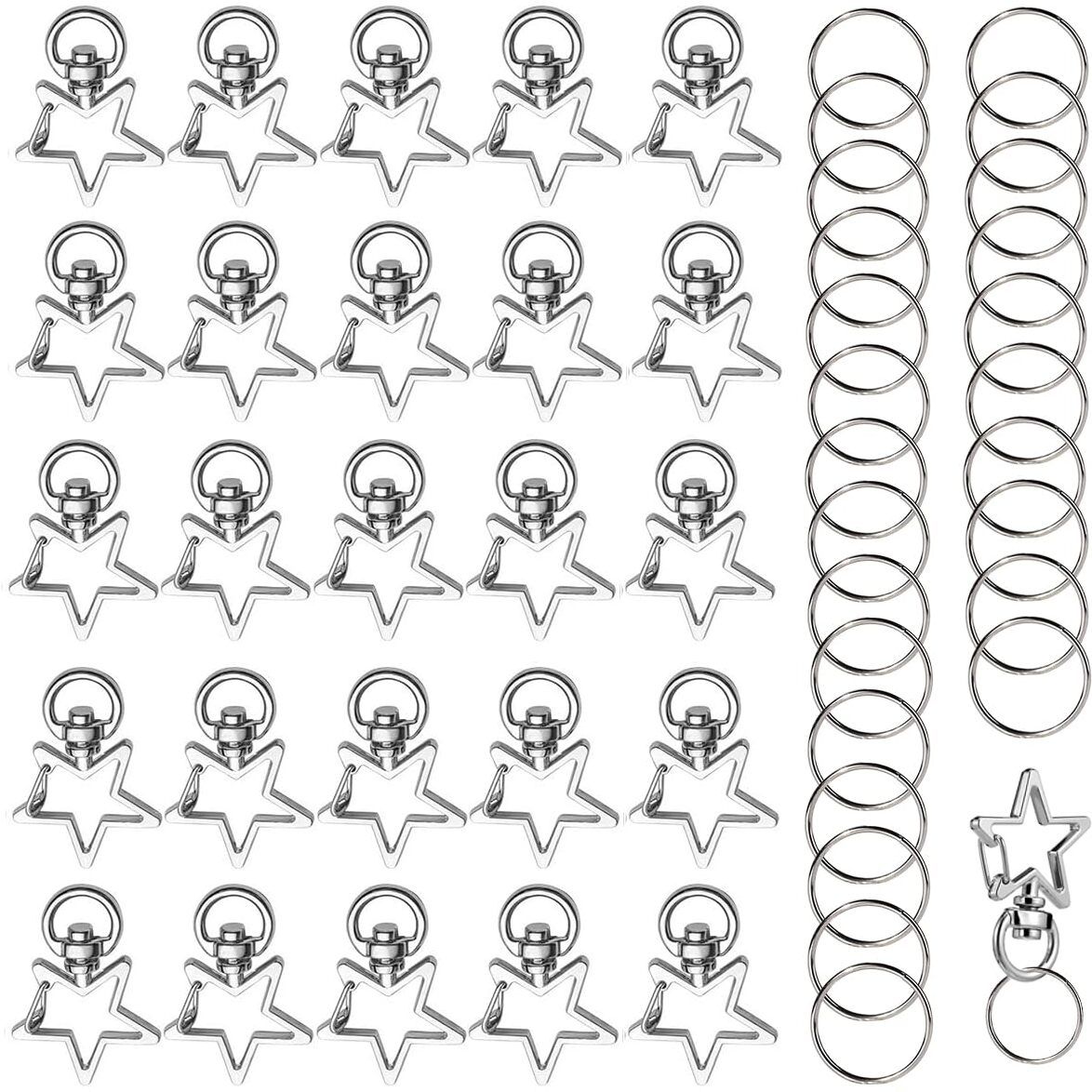 20pcs Star Carabiner Hook Key Rings Twist Clasps Alloy Key Ring for DIY Crafts Carabiner-image-20