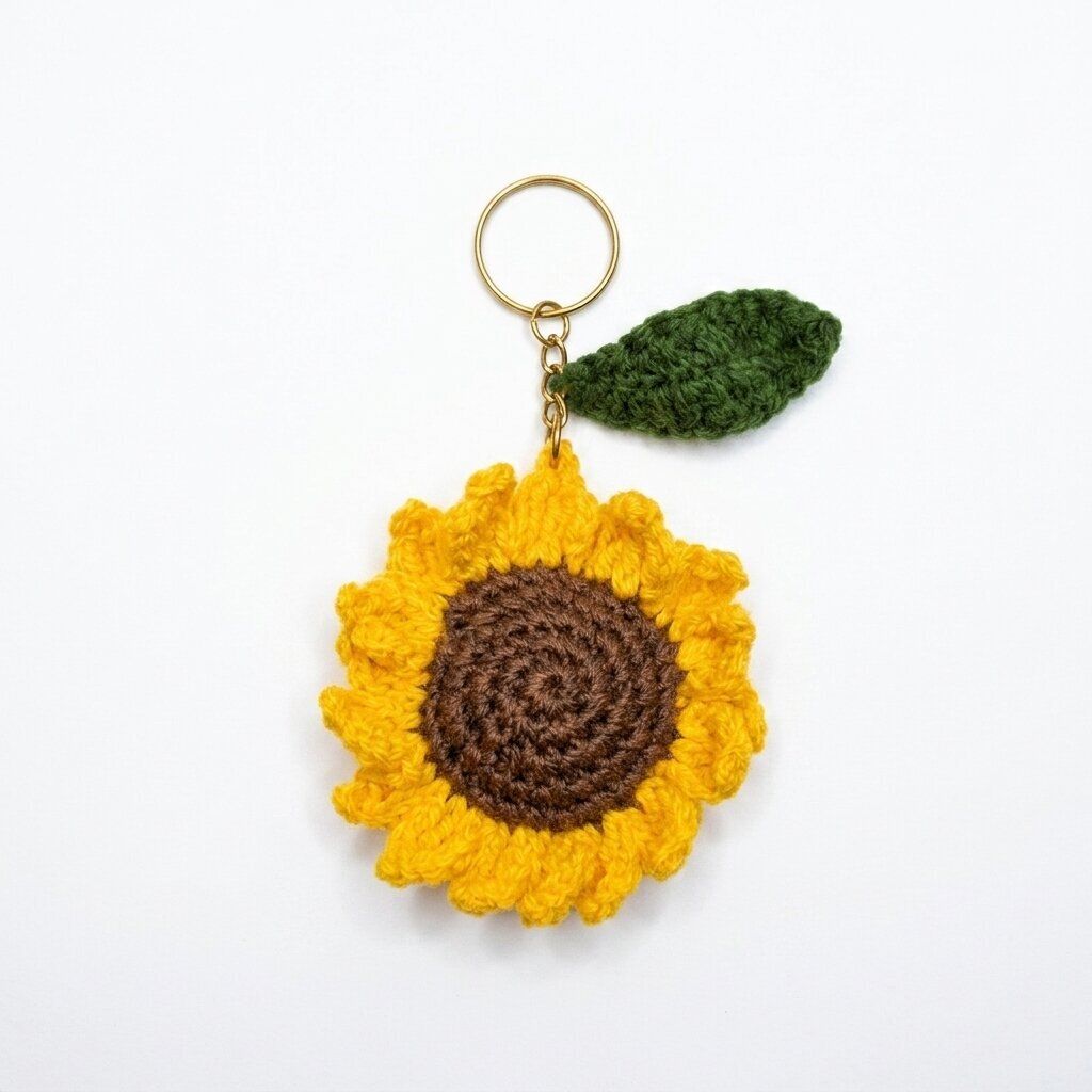 mystiva arts Handmade Crochet Sunflower Keychain Floral Bag Charm Cute Gift Women Key Chain-picture-21