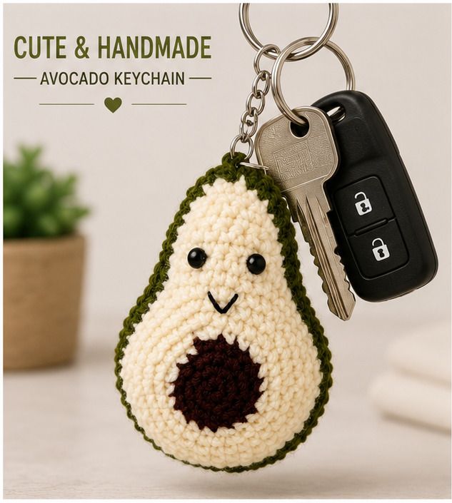 radhey enterprise Cute Handmade Keychain, Cute Avocado Key Chain-picture-1