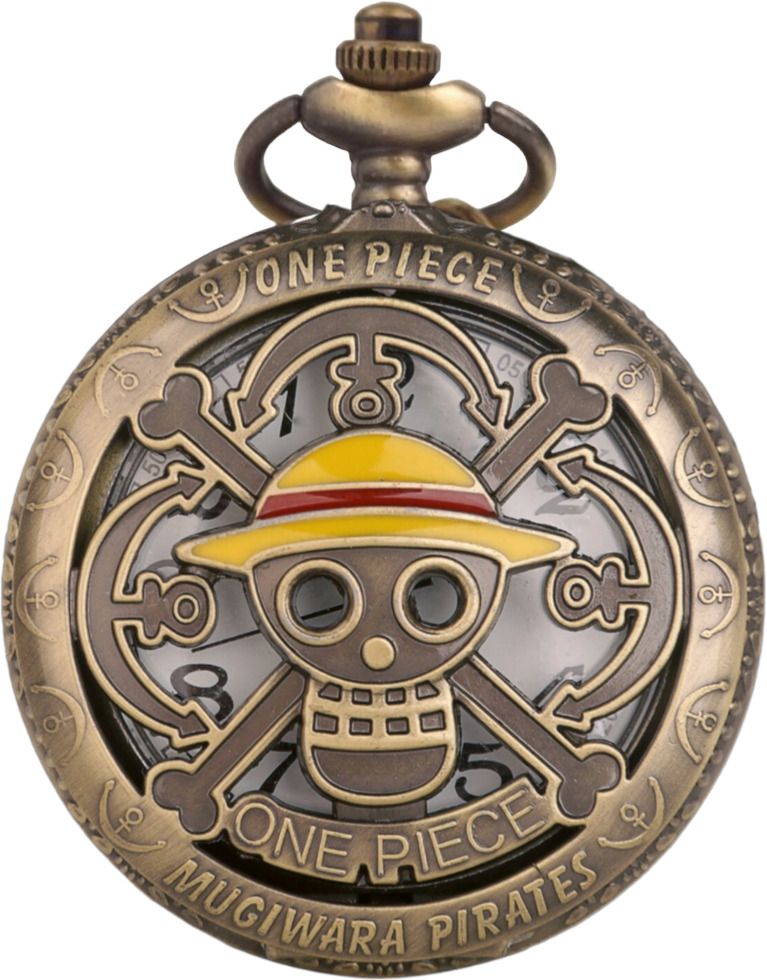 GT Gala Time Antique Anime Onepiece Theme Vintage Premium Gandhi Style Pocket Watch Key chain with Key Ring For Car & Bike Keys Gift for Men & Woman Bronze Metal Pocket Watch Chain-image-1
