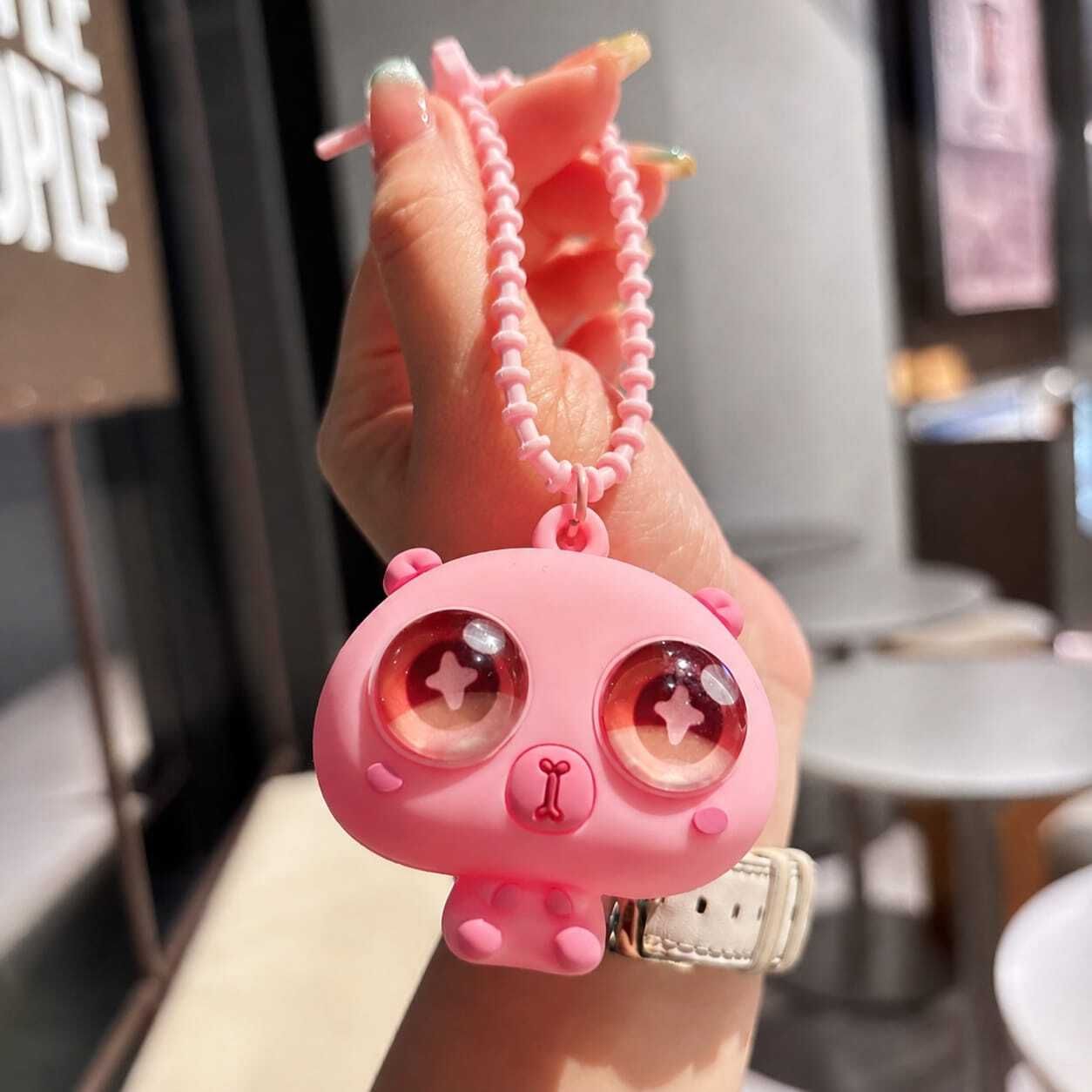 Eye Popping Bag Charm Stress Relief Toy Fun & Squeezeable Rubber Bag charm Key Chain-image-45
