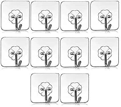 Hanger Hook Metal Strong Sticker Sticky Heavy Duty Set 10 Flower Hooks Stainless Steel Key Holder-image-11