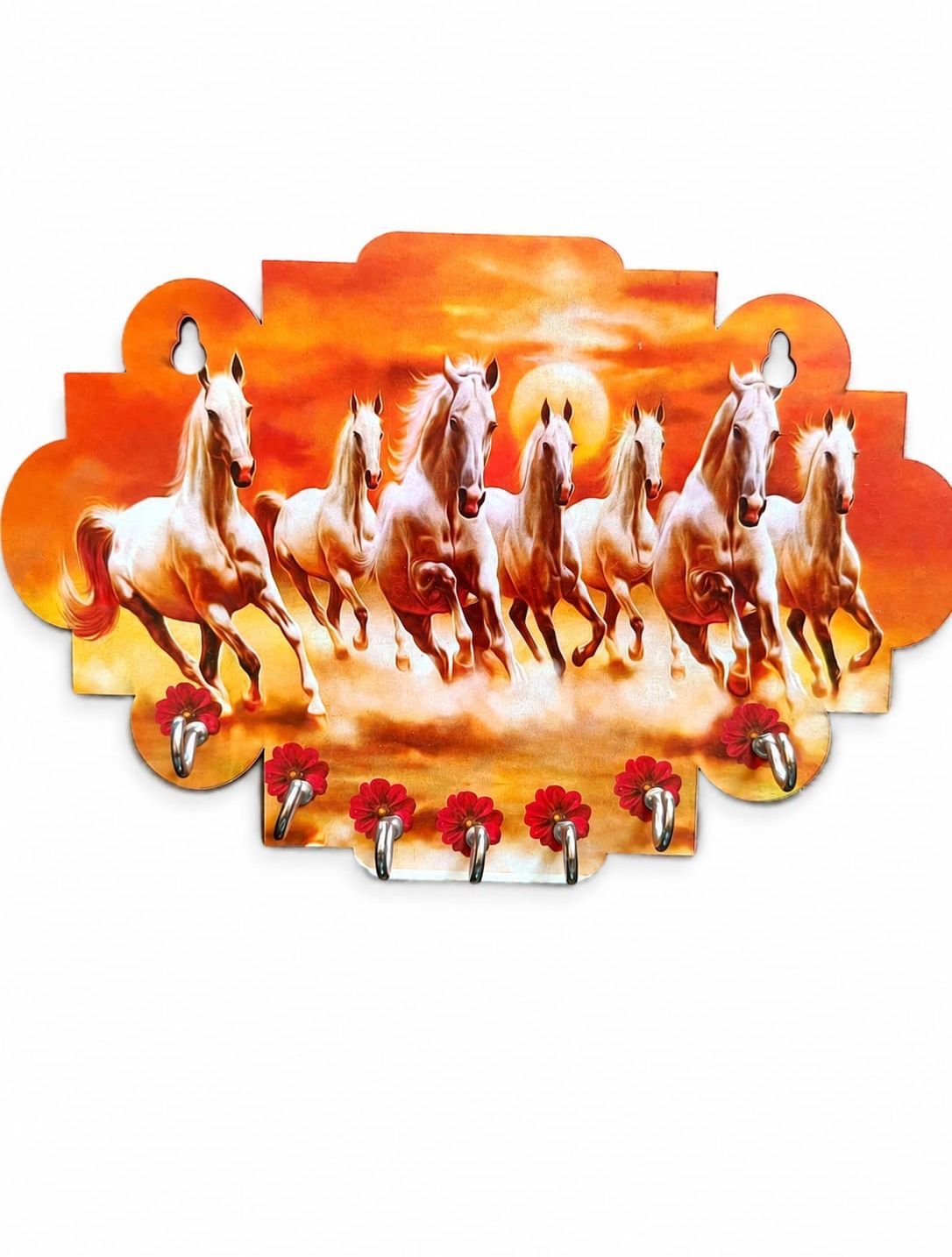 Wooden Rectangular 7 Horse Key Holders For Decor Wood Key Holder-image-45