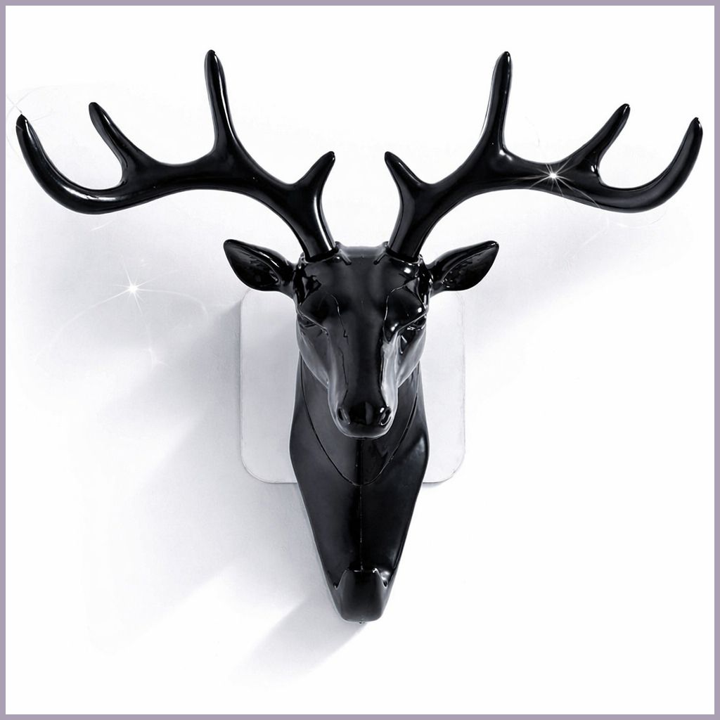 Stylish Decorative Deer Wall Hook Strong Adhesive Key Holder Utility Plastic Key Holder-image-11