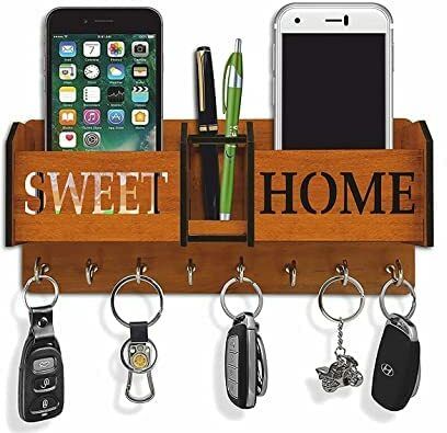 sage Wall Mounted Designer Key Holders for Decor Stylish Hook Stand Organizer Home Wood Key Holder-picture-4