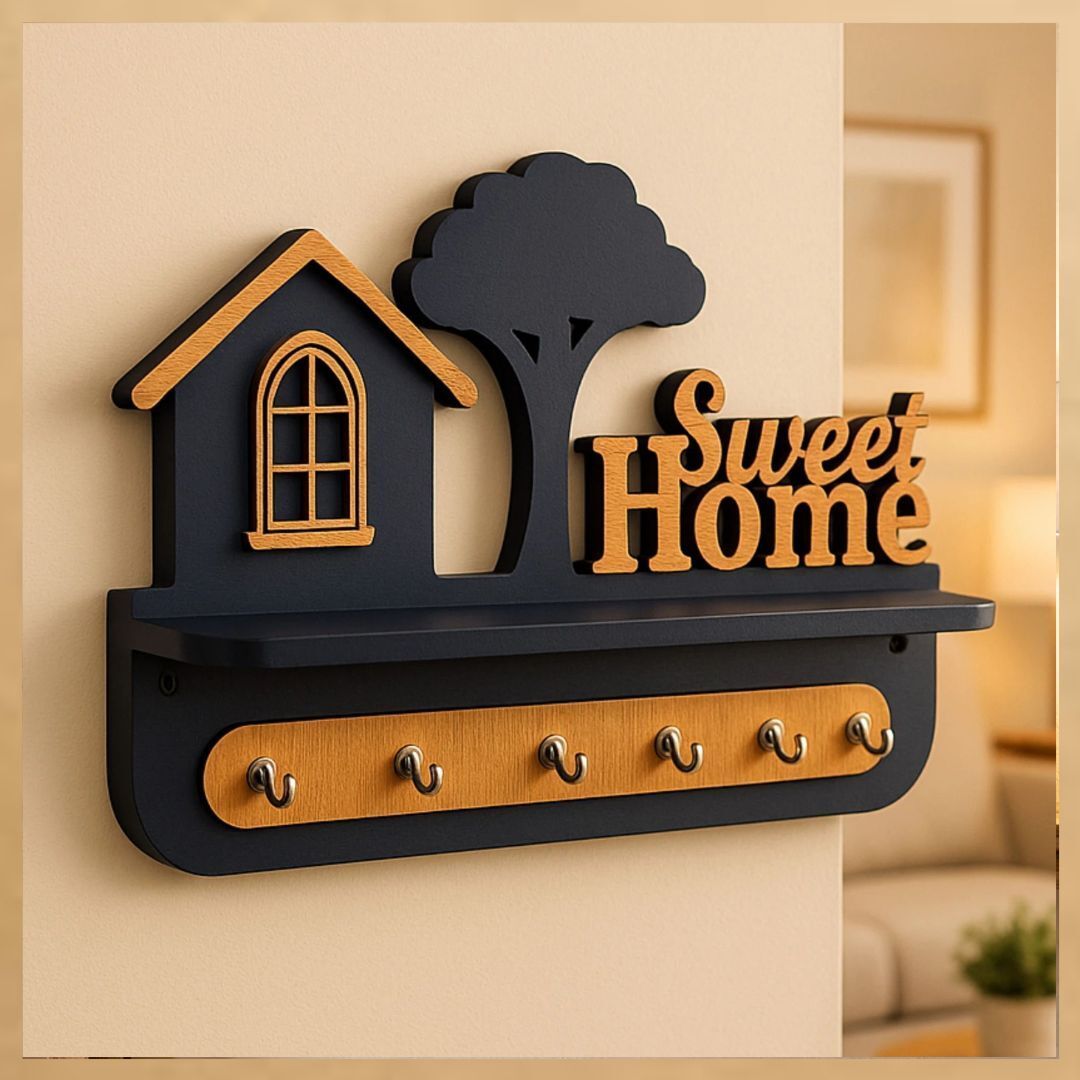 Premium 3D Palm Tree Wooden Key Holder with 6 Stainless Steel Hooks Wood Key Holder-image-41