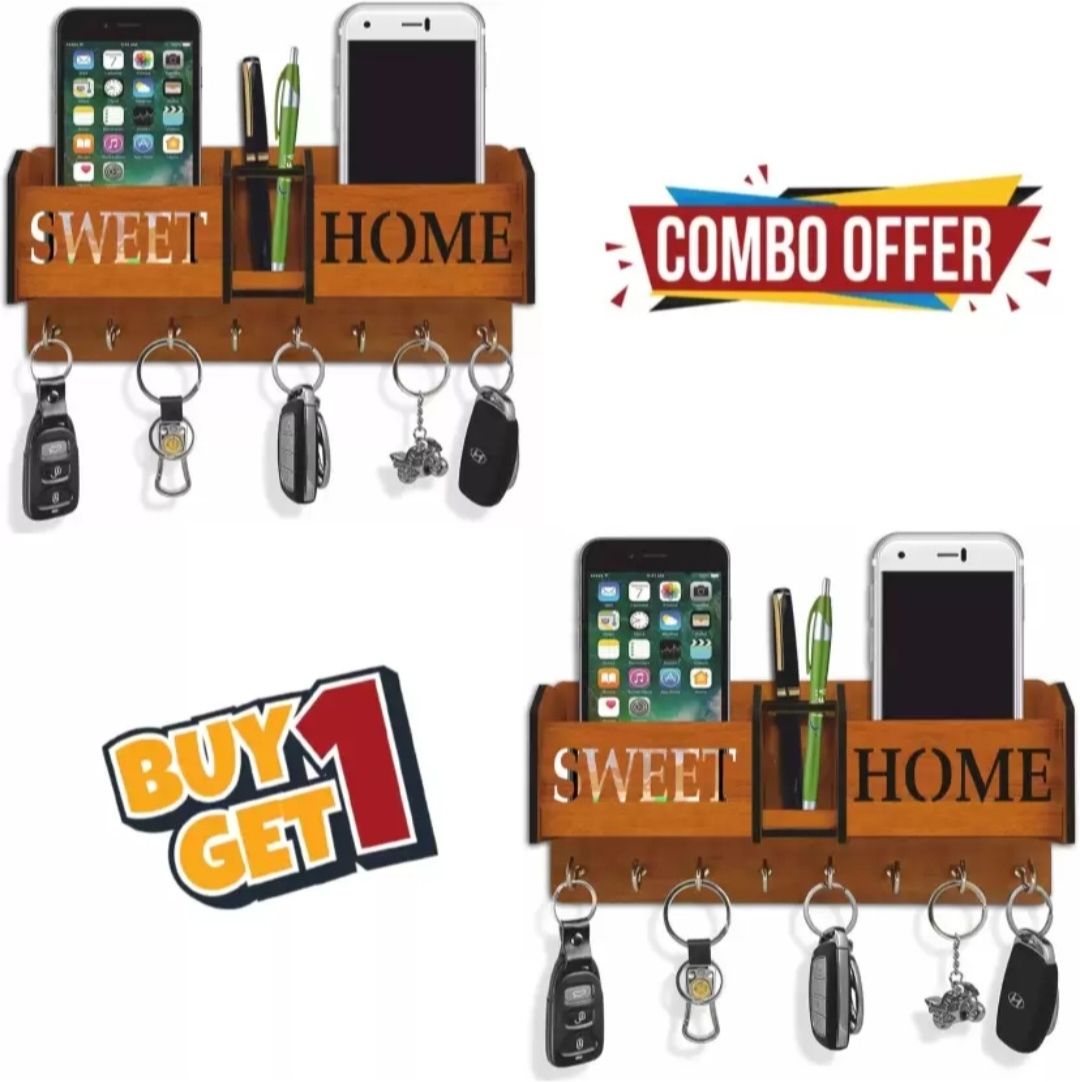 sk paro pack of 2 sweet home key holder for wall and home Wood Key Holder-picture-9
