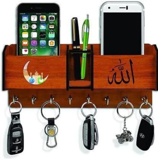 Alla wood key holder/key hanger 2box mobile stand/pen stand Wood Key Holder-image-13