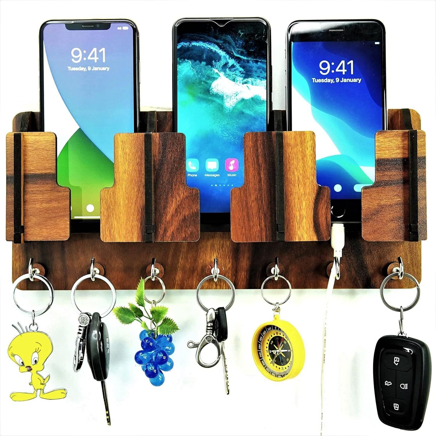 radhey krishna 3M KEYHOLDER WITH MOBILE STAND.. Wood Key Holder-picture-29