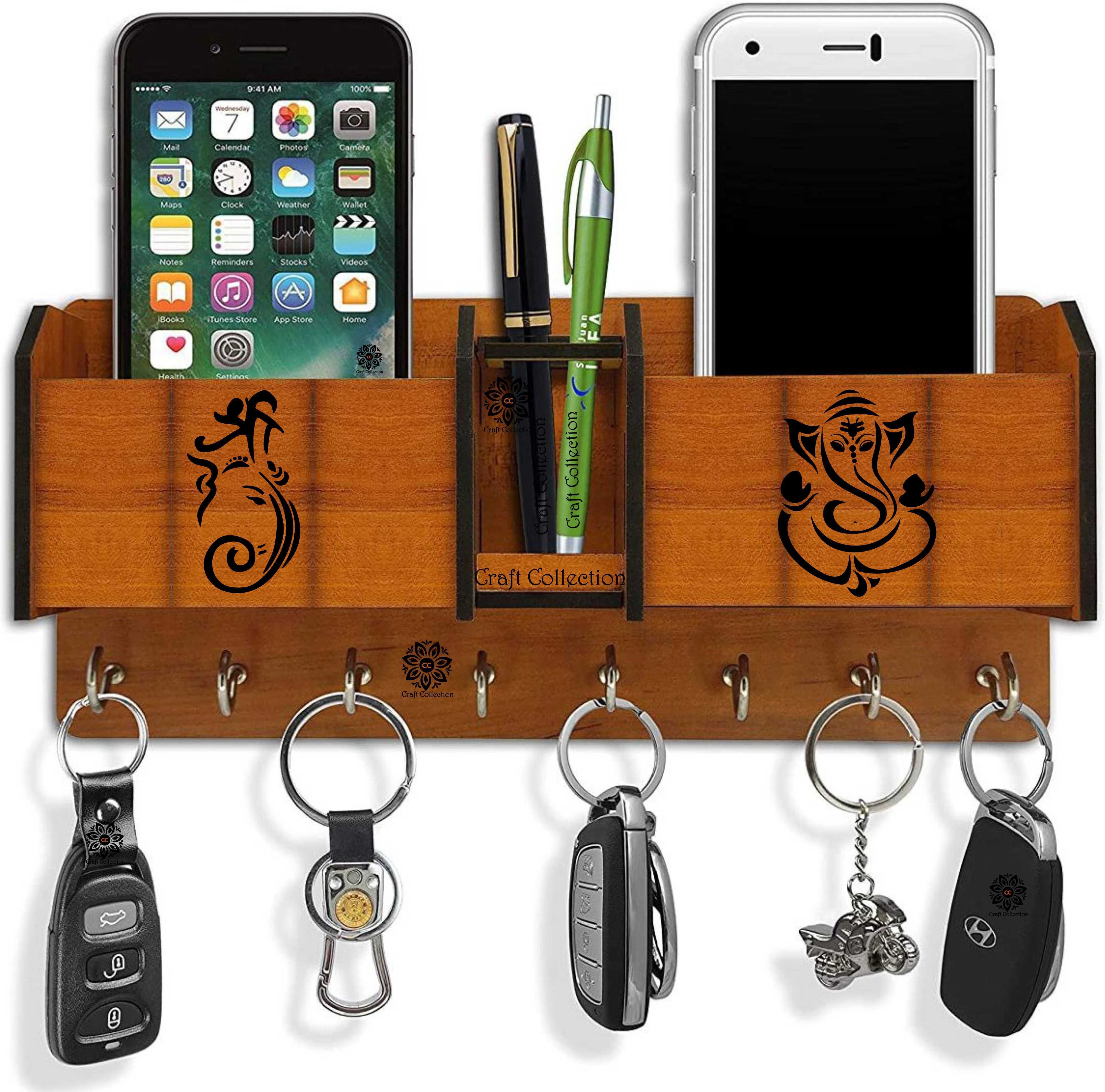 Craft Collection multipurpose use Designer for office and living room (Brown) Wood Key Holder-image-32