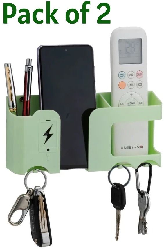 dreamy delights Pack of 2 Wall Mount Phone/AC/TV Remote STAND Plastic Key Holder-picture-11