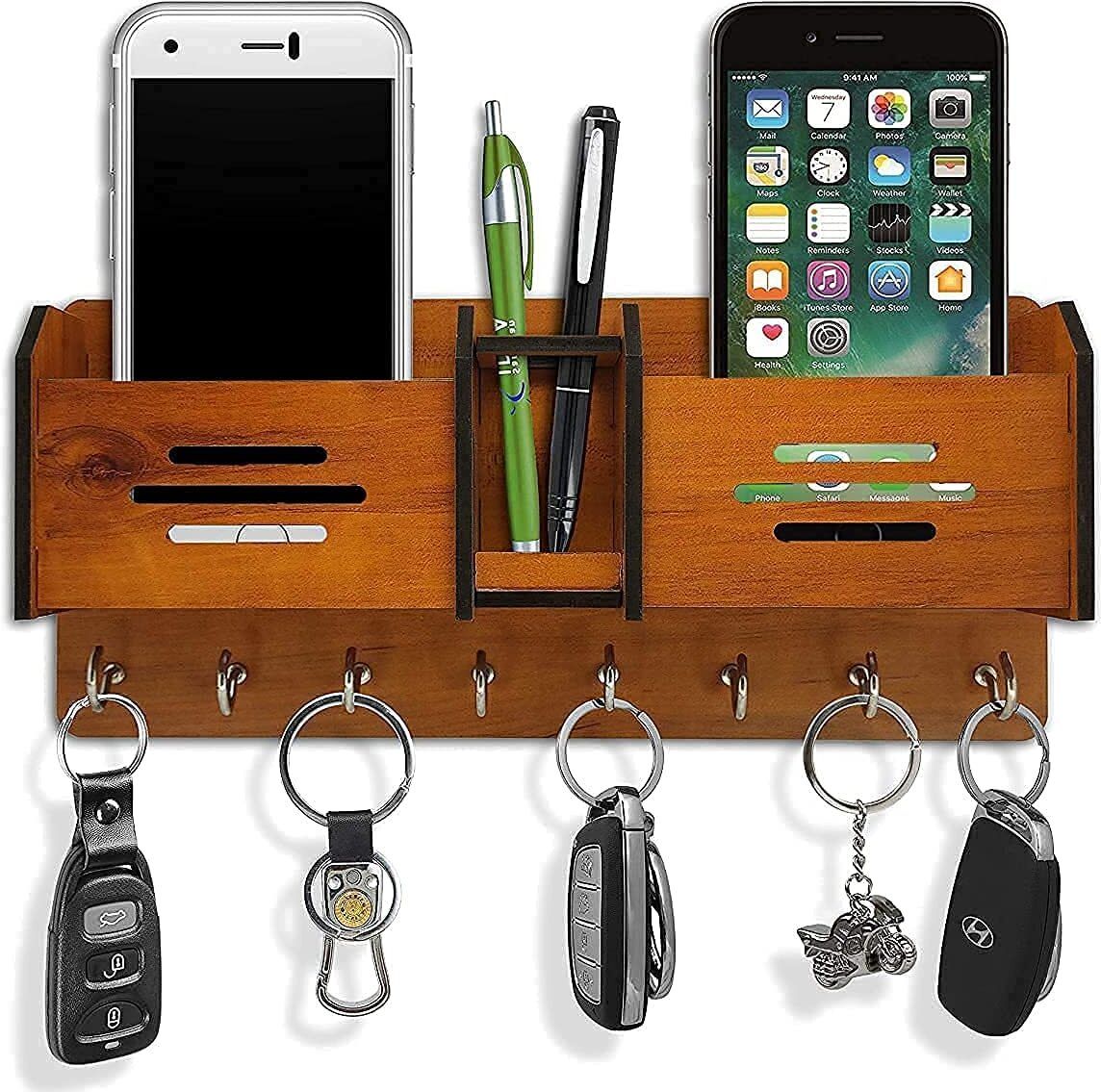 woodenmakes Key Holder Without Drill Wall Key Stand Wooden Mobile Holder Rack Wood Key Holder-picture-23