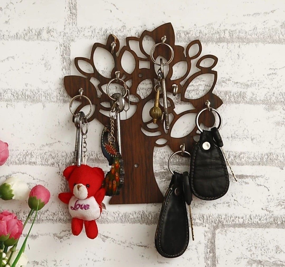 Tree Key Holder 8 Hooks Wooden Key Holder Wall Decor Key Holder Wood Key Holder-image-14