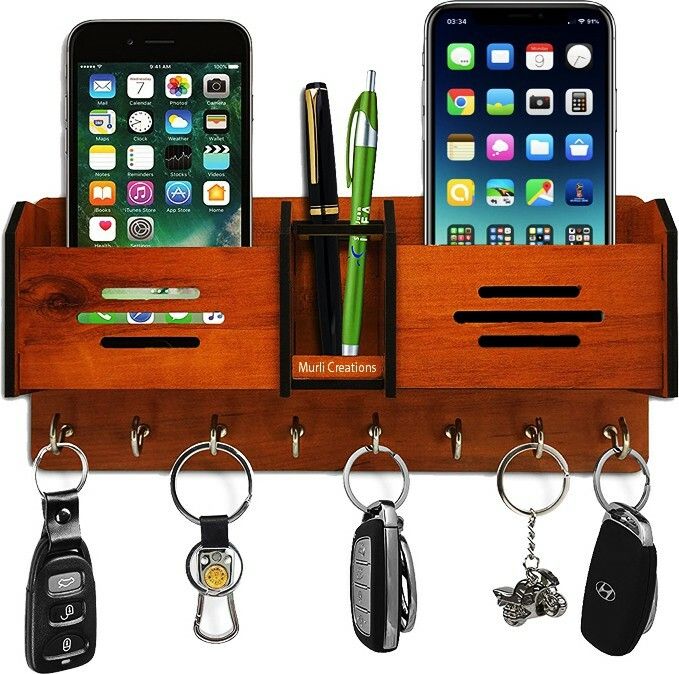 kaynka 2 Shelf Mobile Stand and Pen holder Wood Key Holder-picture-15
