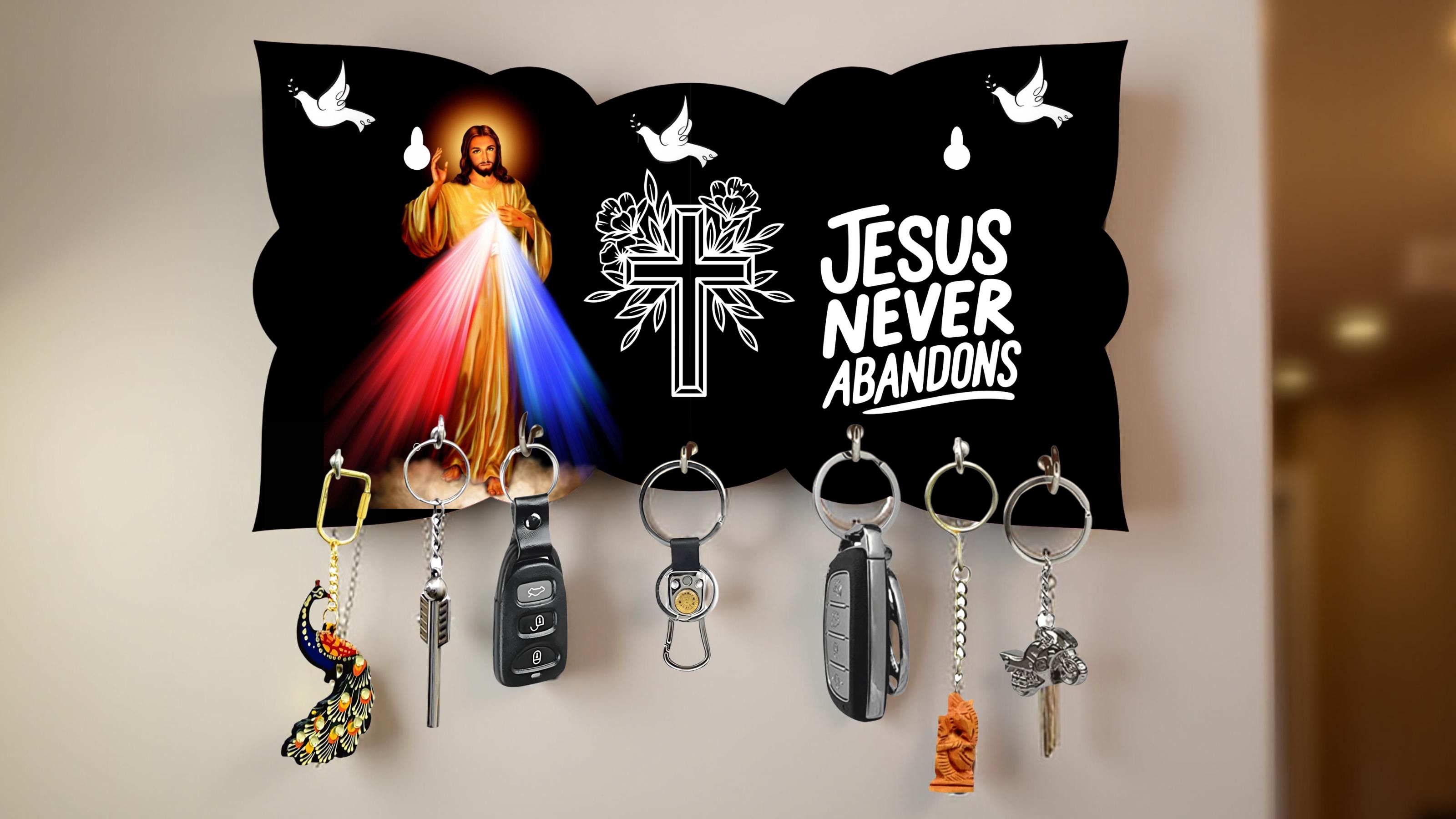 Jesus Key Holder Wall Mounted Wooden Key Hanger for Home Decor Wood Key Holder-image-29