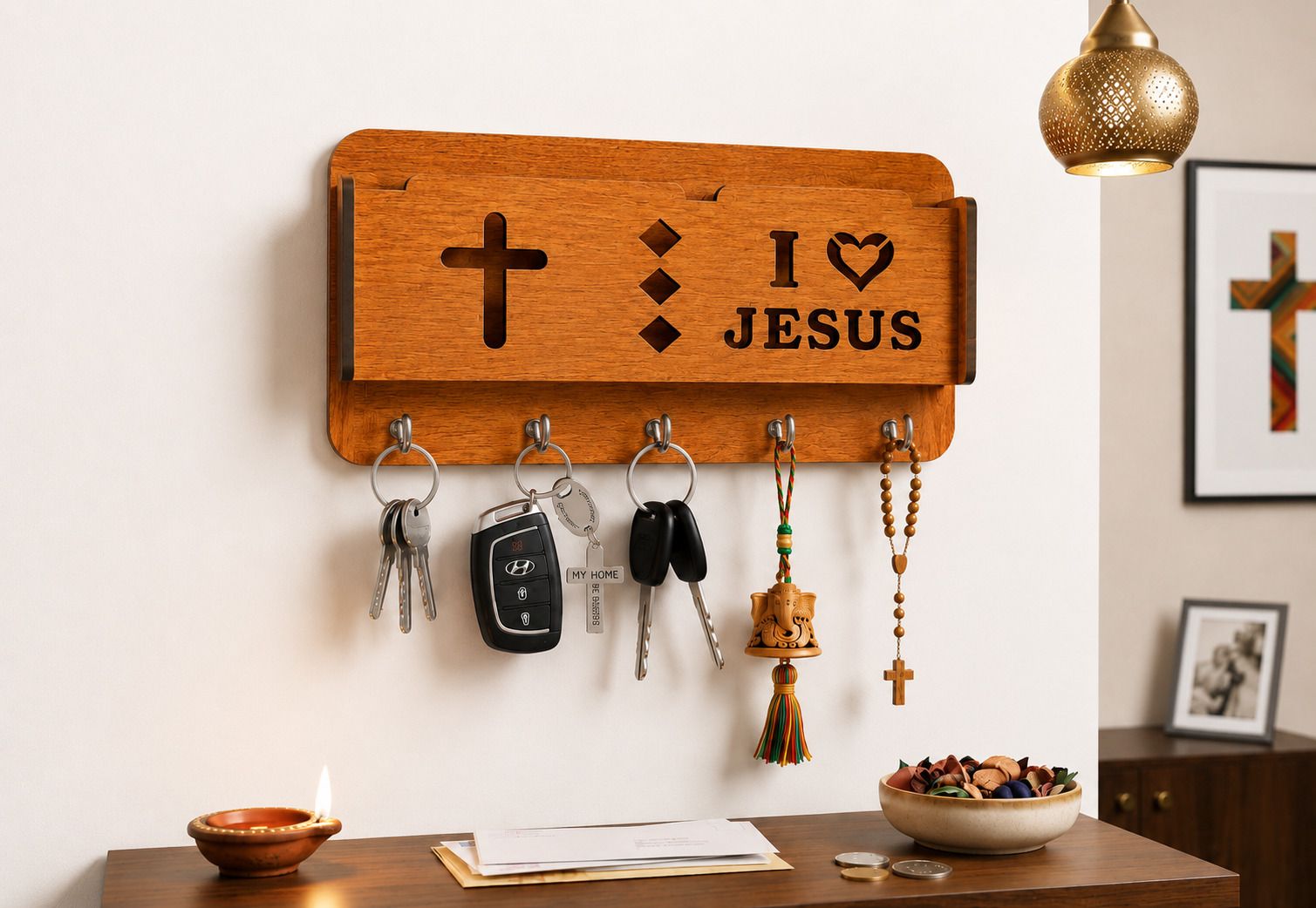 Badoliya Art Enterprises Jesus Wood Key Holder-image-7