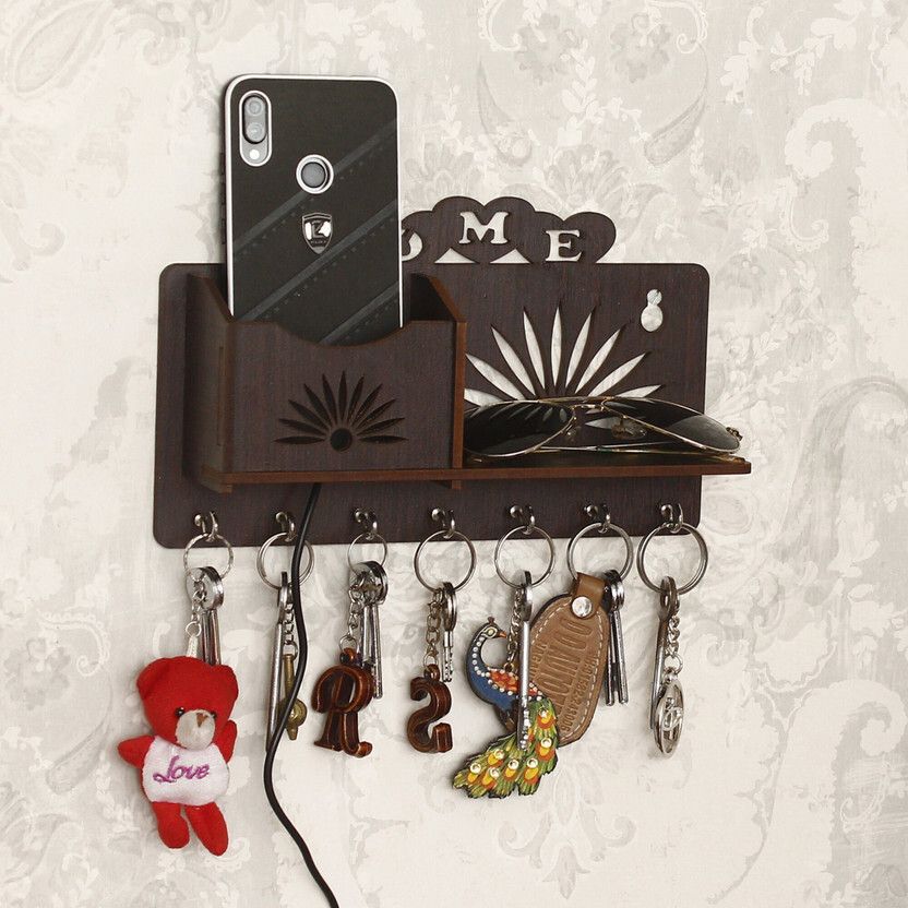 manchii Heart Home Mobile stand Wood, Steel Key Holder Wood Key Holder-picture-25