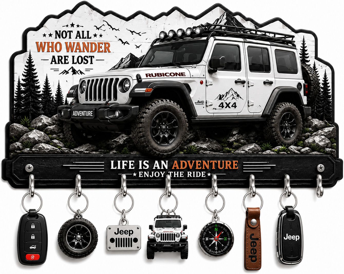 Rubicon Life is an Adventure 7-Hook Key Holder Wood Key Holder-image-15