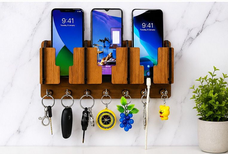 radhey krishna 3M KEYHOLDER WITH MOBILE STAND- Wood Key Holder-picture-13
