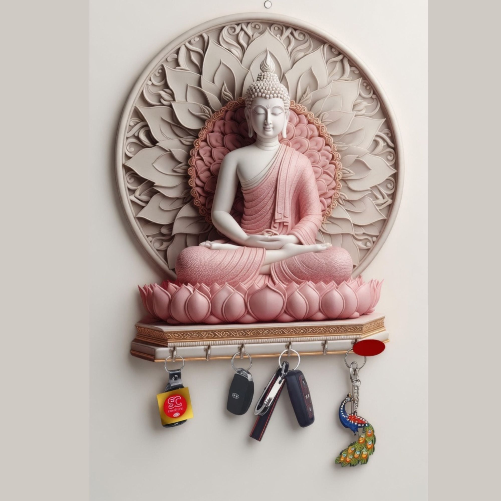 Buddha Key holder for living room wall decor Key stand key hanger Home décor Wood Key Holder-image-30