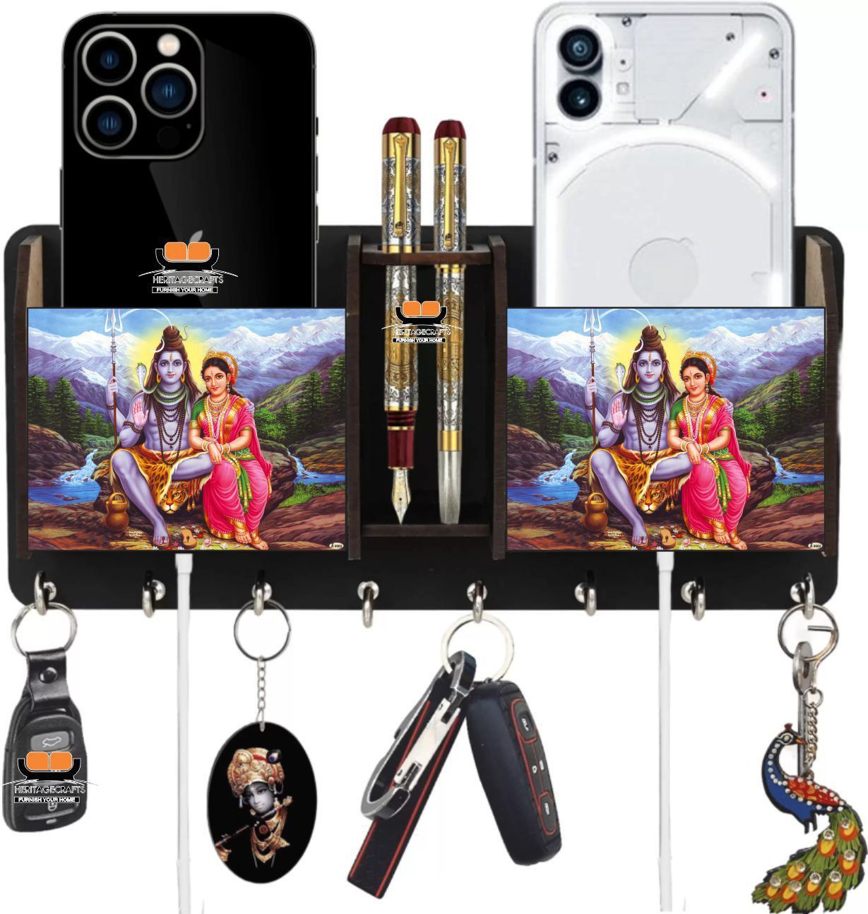 Shiv Parvati 2 Pocket Mobile|Pen holder Wood Key Holder-image-32