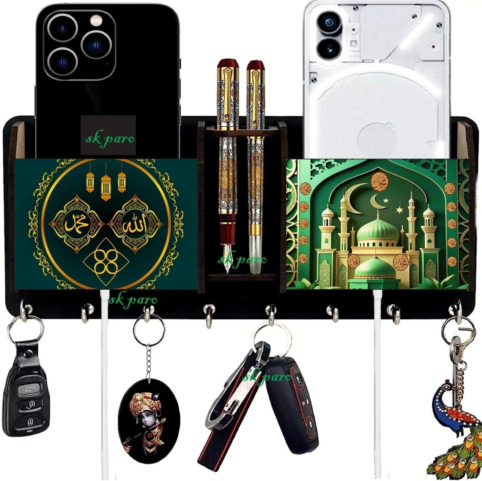 sk paro alla wood key holder mobile stand pen holder Wood Key Holder-picture-0