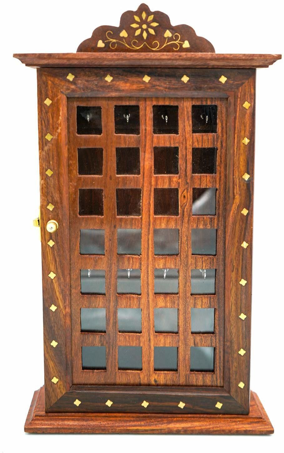 naayaab craft Sheesham Wood Key Holder Hand Carved Wall Decor Key Hanger with Magzine, Newspaper Holder for Home, Office & Living Room, Drawing Room Décor - Key Chain Holder-Small Wood Key Holder-picture-25