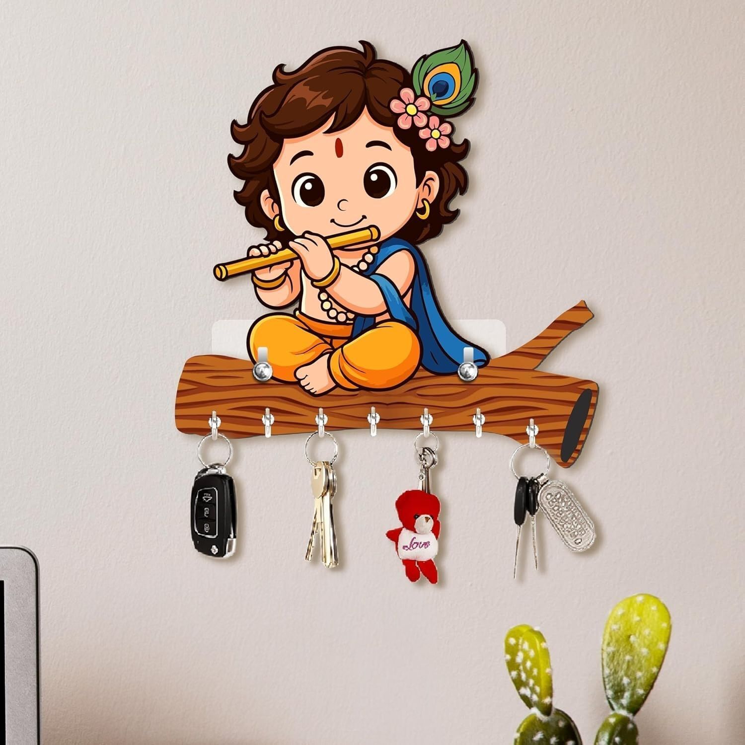 Designer Premium Printed Krishna Home Decor/ Wall Decor/Wall hanger Wood Key Holder-image-45