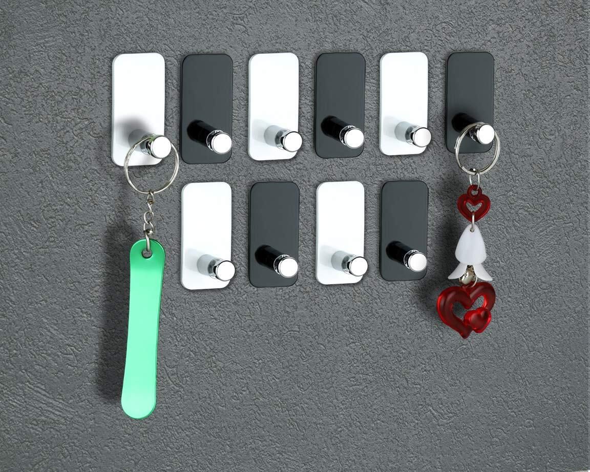 Rectangle (Black & White) Acrylic Sticky Key Holder – Pack of 10 Acrylic Key Holder-image-3
