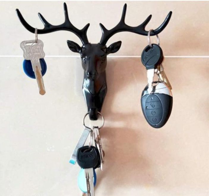 Deer Head Wall Hook Decorative Antler Design 1 Plastic Key Holder-image-24