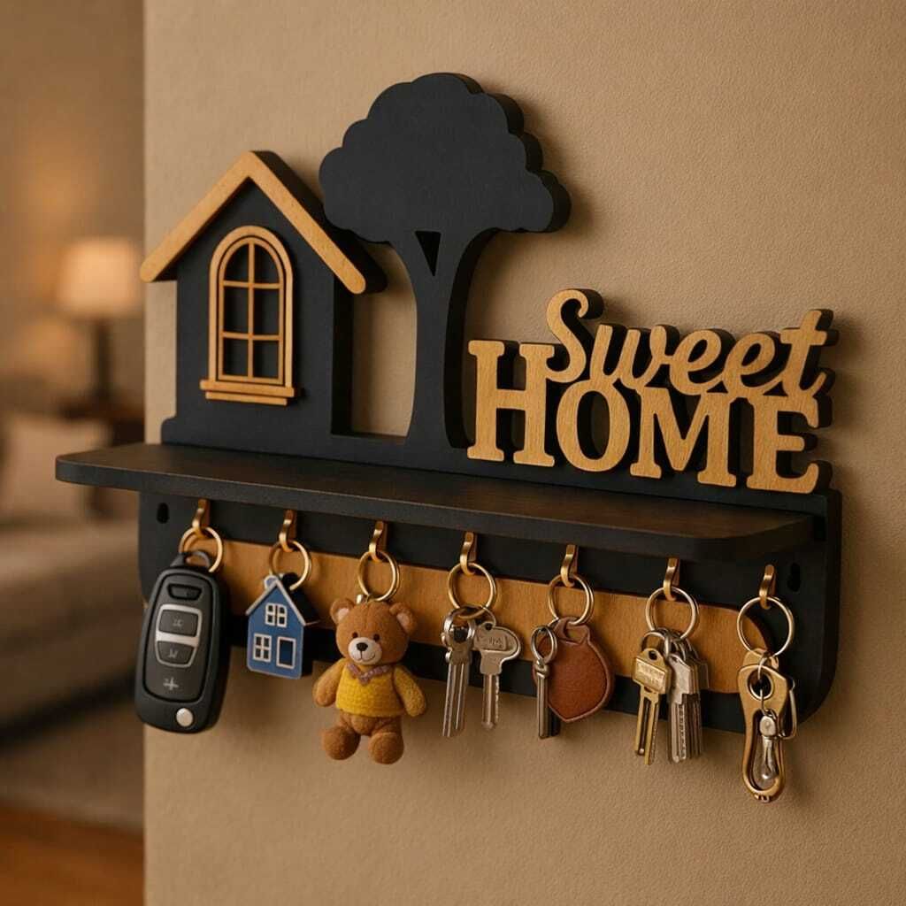 Sweet Home Classic Home Theme Wooden Key Organizer Wood Key Holder