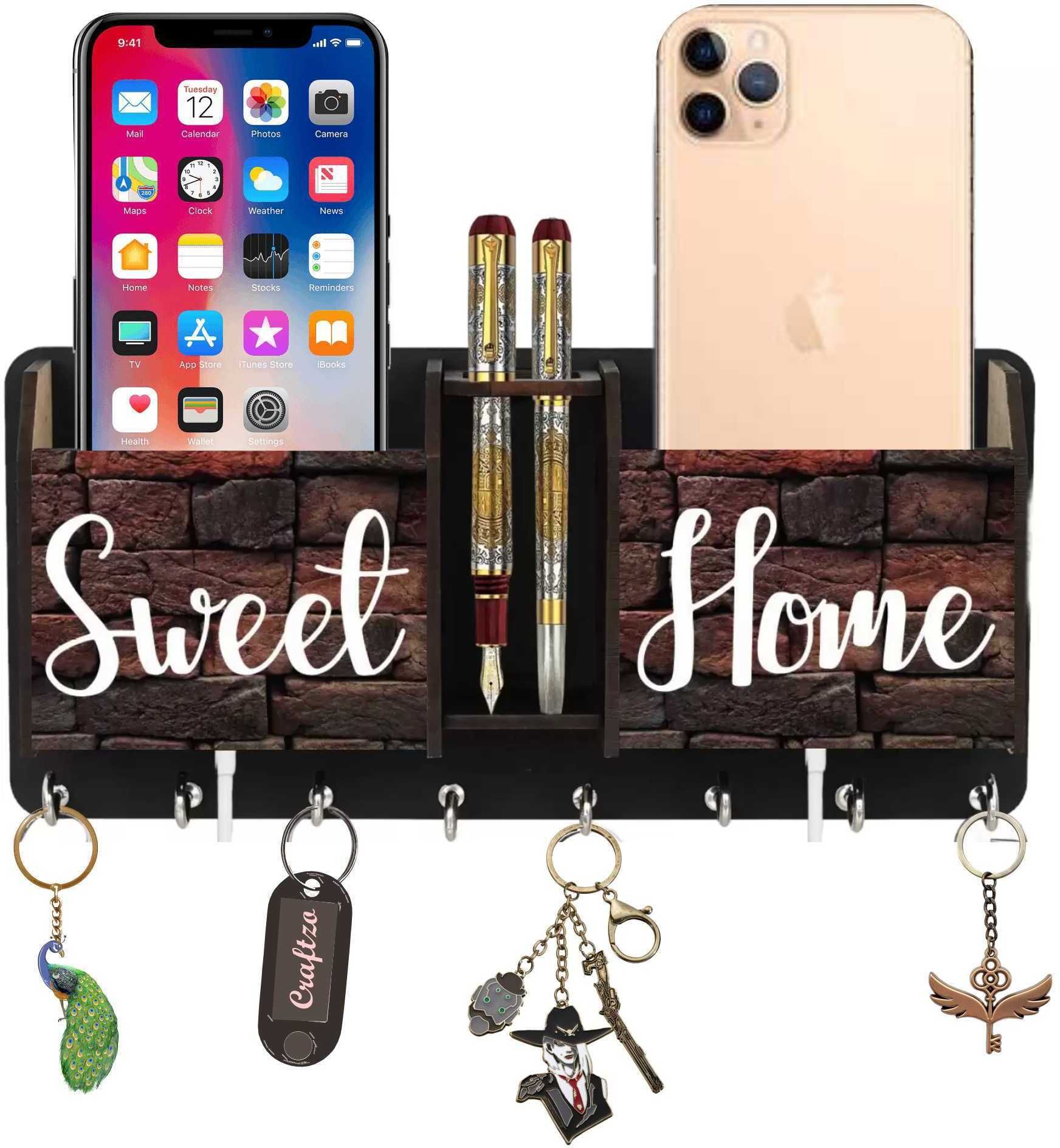 Key Holder For Wall /Mobile Holder/Phone Stand /Home Decor Items/ Wood Key Holder-image-32