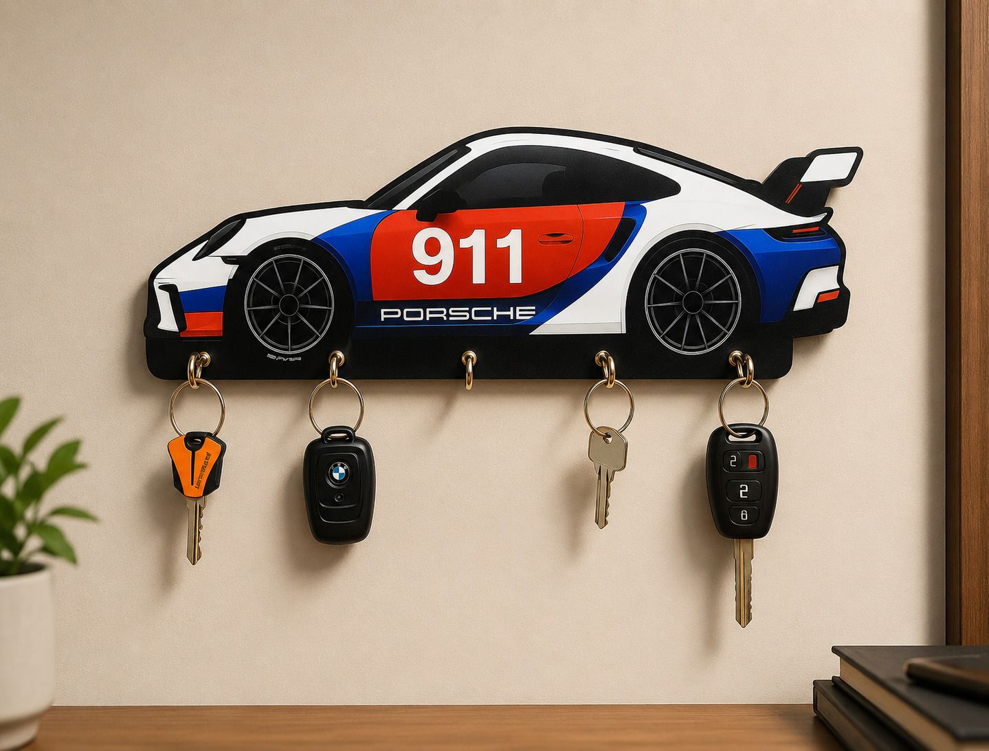 911 Racing Car Key Holder Wood Key Holder-image-28
