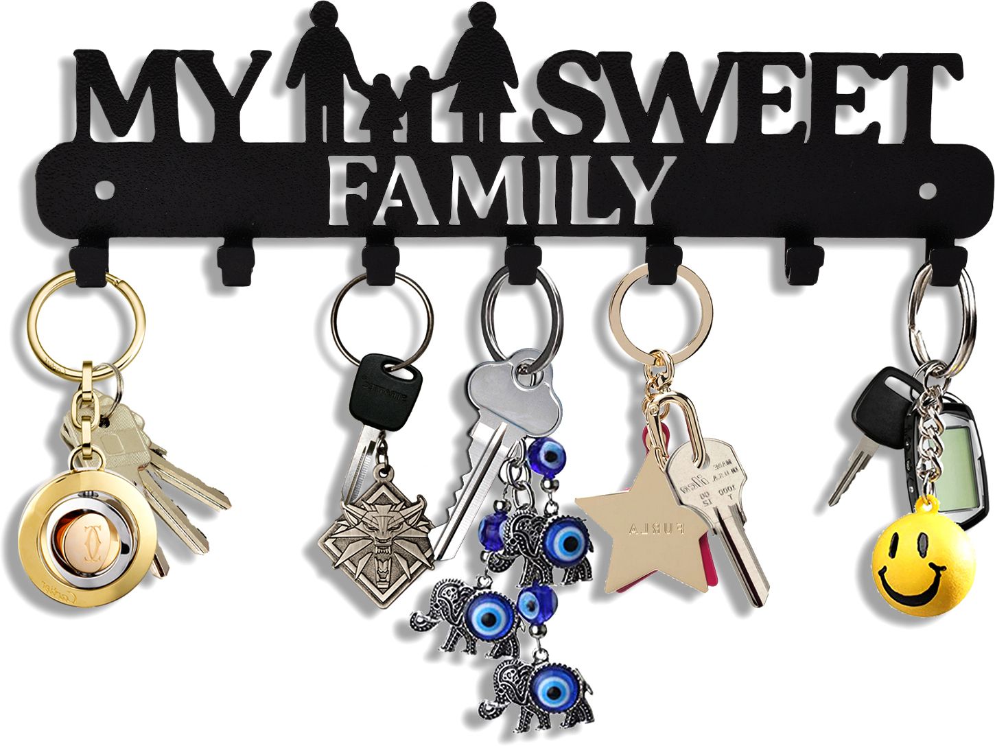 suveharts Key Holder For Wall | My Sweet Family Metal Keyholder | Key Hanger Steel Key Holder-picture-37