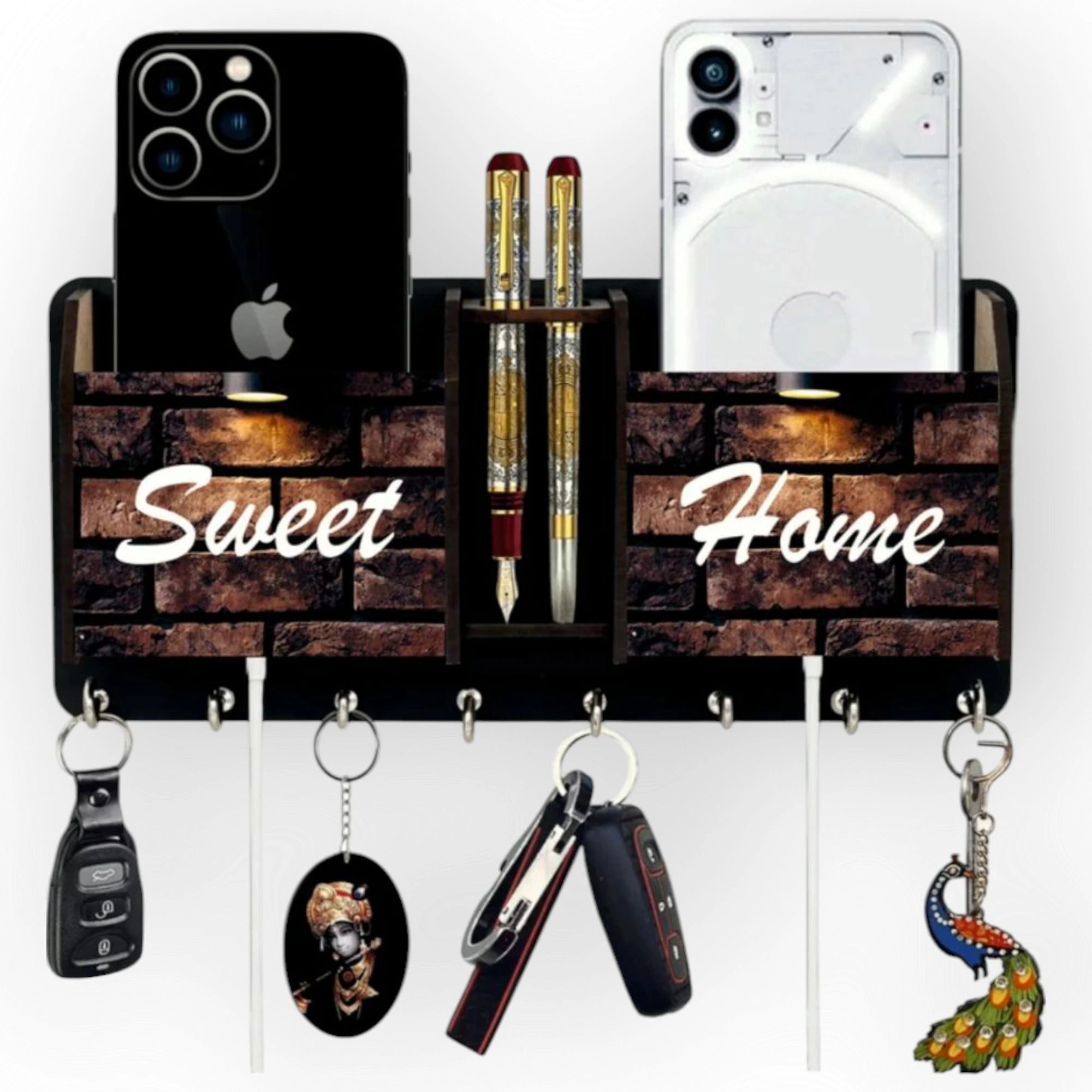 Sweet home design multiple key holder and mobile stand Wood Key Holder-image-13