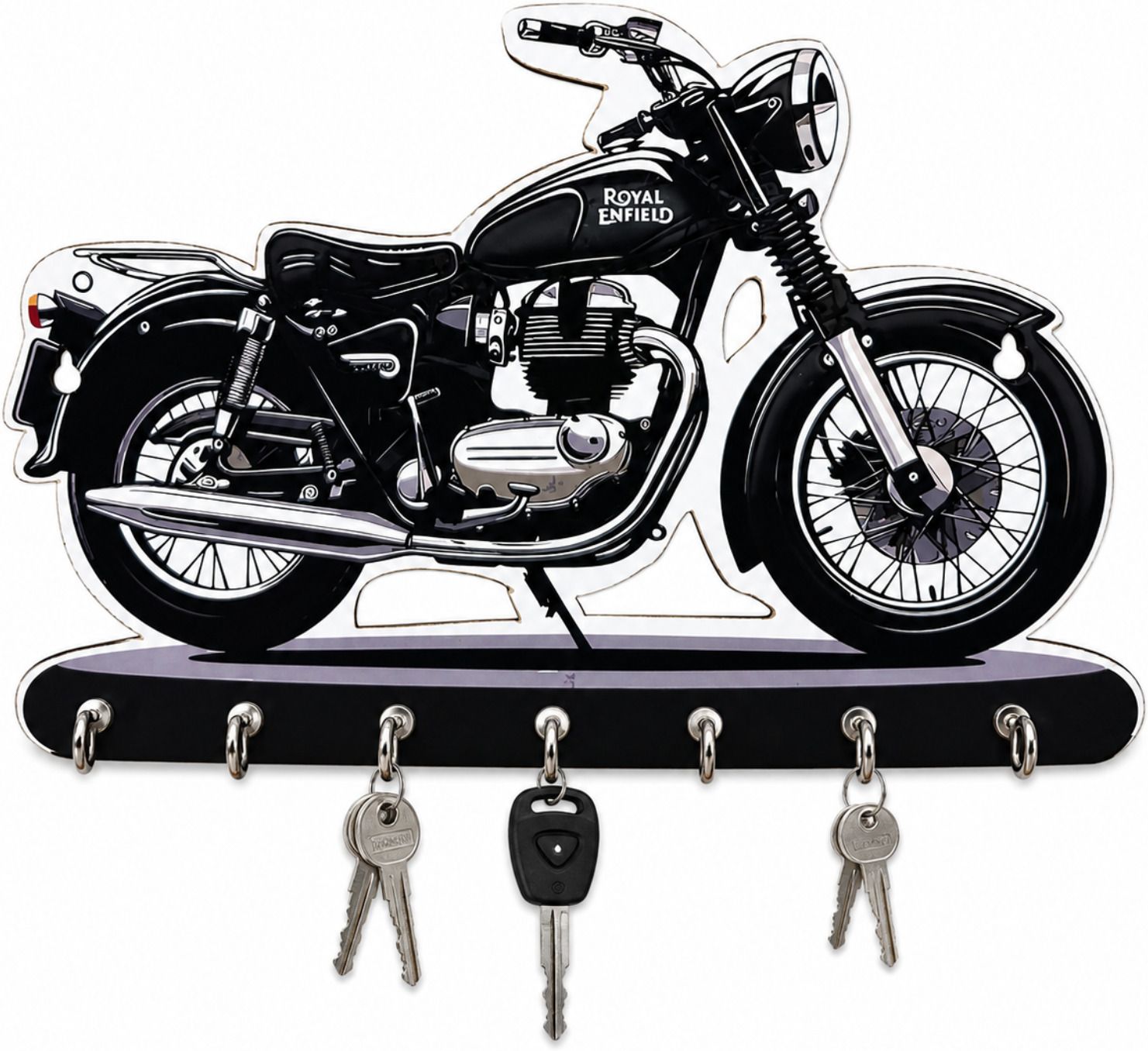 zoonieceart Royal Enfield Wooden Key Holder Wall Mount for Home, Office & Entrance Décor Wood Key Holder-picture-21