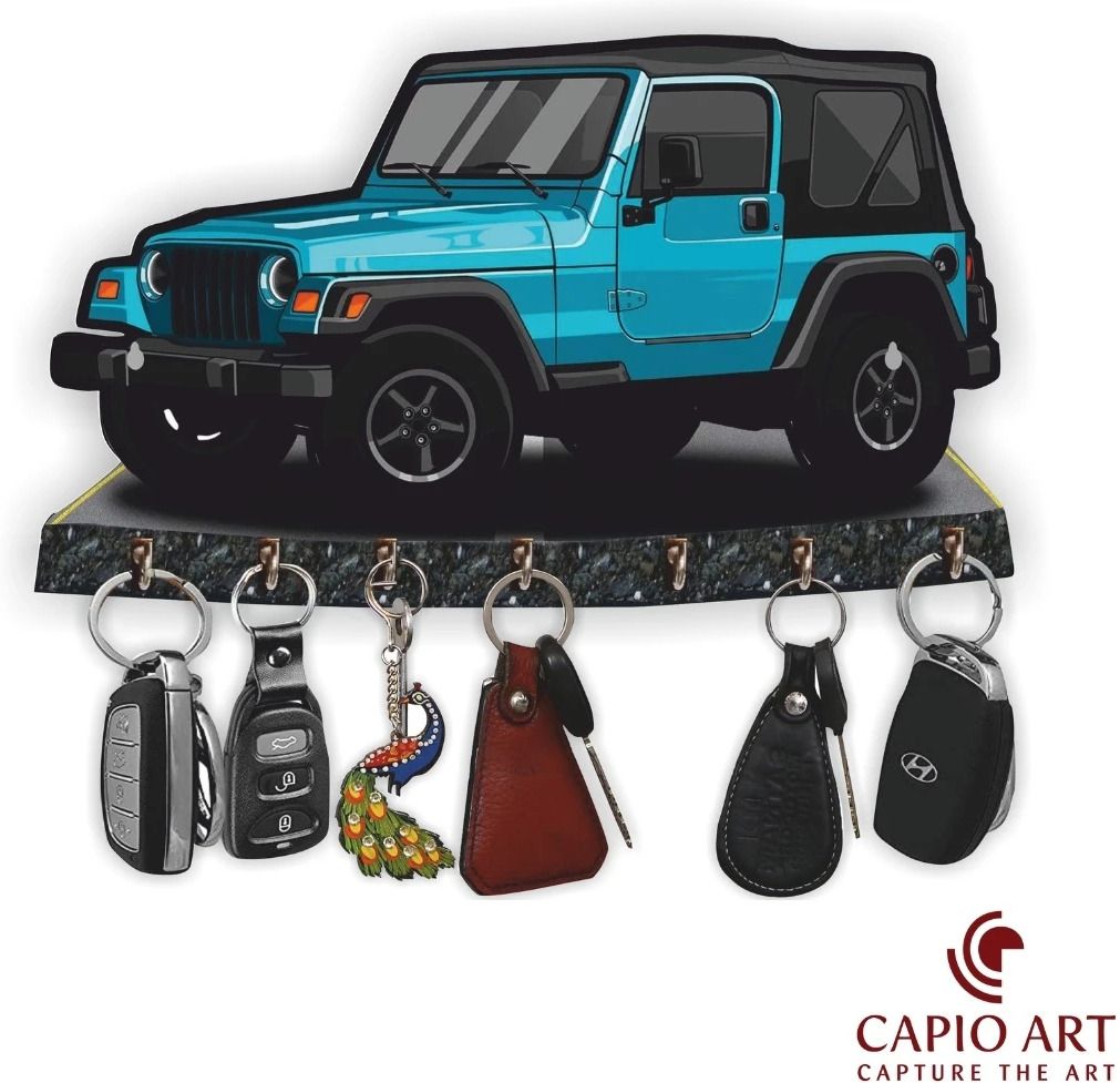 capio art Designer Premium HD UV Printed Thar Car Shape designer Home And Office Decor Wood Key Holder-picture-16