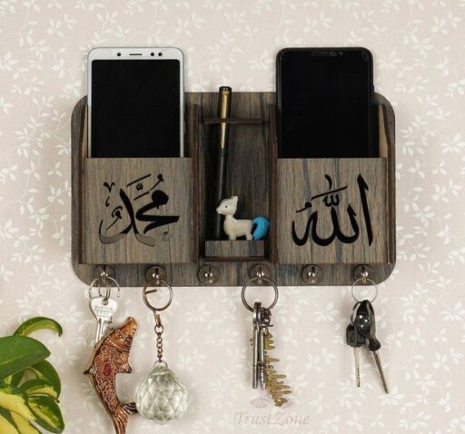 Islamic Key Holder/ Key Stand/ Key Holder For Wall / Mobile Holder / Key Stand/ Wood Key Holder-image-9