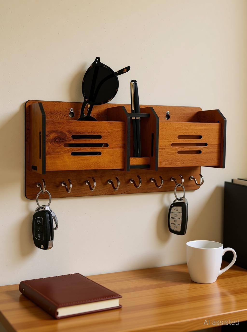 sk paro Wood Key holder/key hanger/2box mobile stand/pen stand Wood Key Holder-picture-2