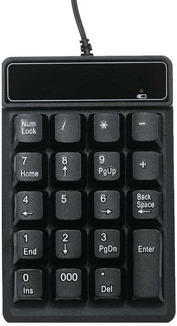 RuhZa Wired Numeric Keypad, 19-Key Corded USB Number Pad Laptop Keyboard Replacement Key image 1
