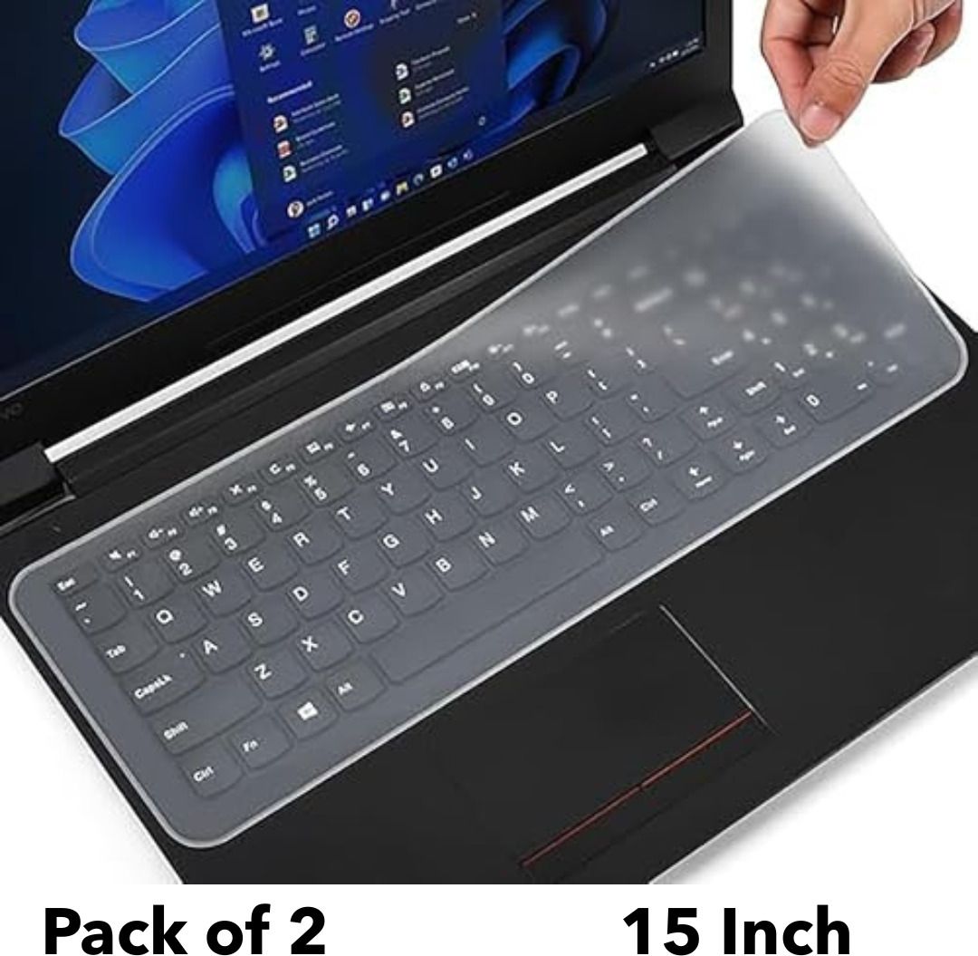NECESORIES Waterproof Silicone Keyboard Protector for 15 Inch Laptops | Dustproof (2 Pc) Laptop Keyboard Skin-image-3