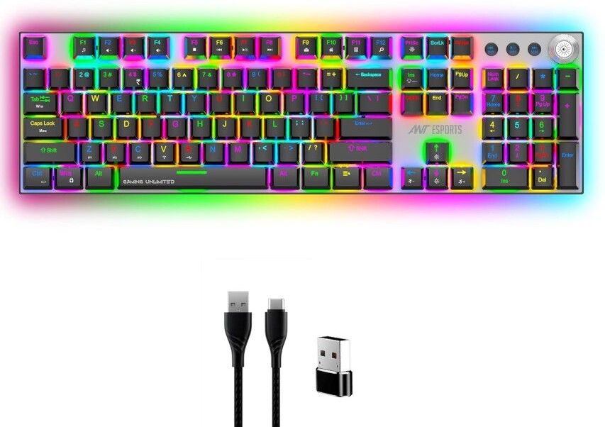 Ant Esports MK4400 pro Brown Switch Wireless, Wired USB, Bluetooth Standard Gaming Keyboard Compatible with Desktop, Laptop, Tablet-image-41
