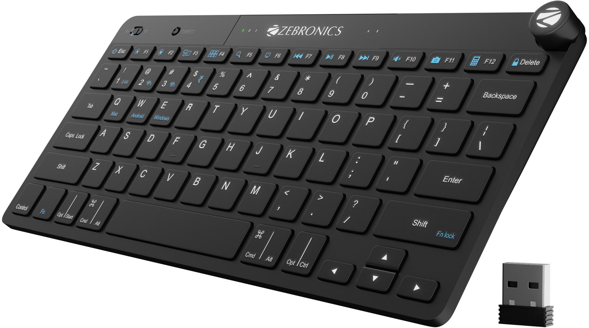 ZEBRONICS ZEB-NWK-2 Wireless Standard Desktop Keyboard Multidevice connectivity with 78 keys, Multimedia Controls & On/Off Switch-image-22