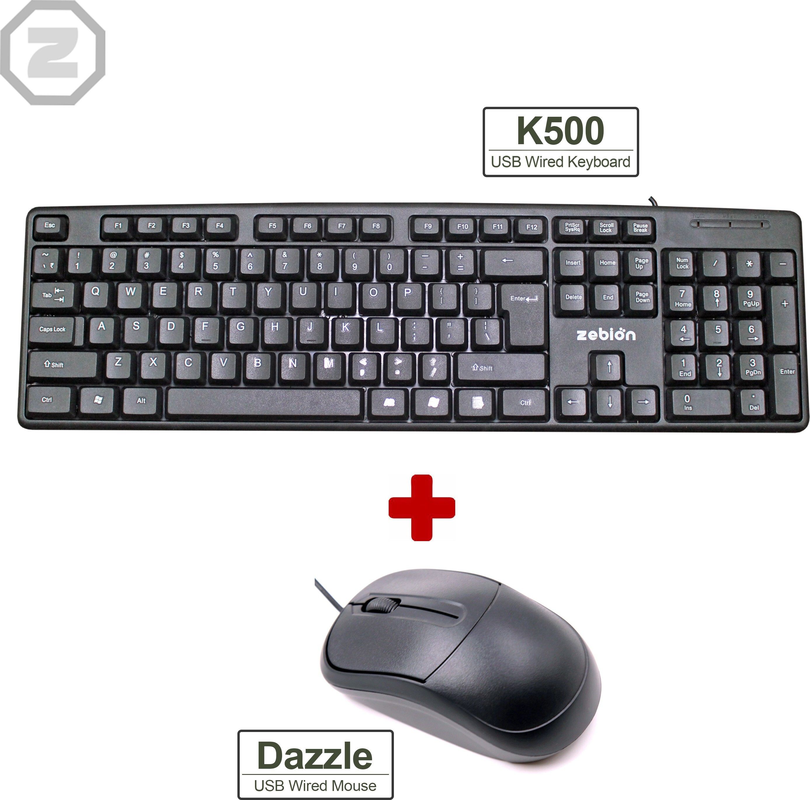 zebion K500 Keyboard +Dazzle Mouse Wired (Combo) Wired USB Standard Desktop Keyboard Compatible with Desktop, Laptop, Mac-image-40