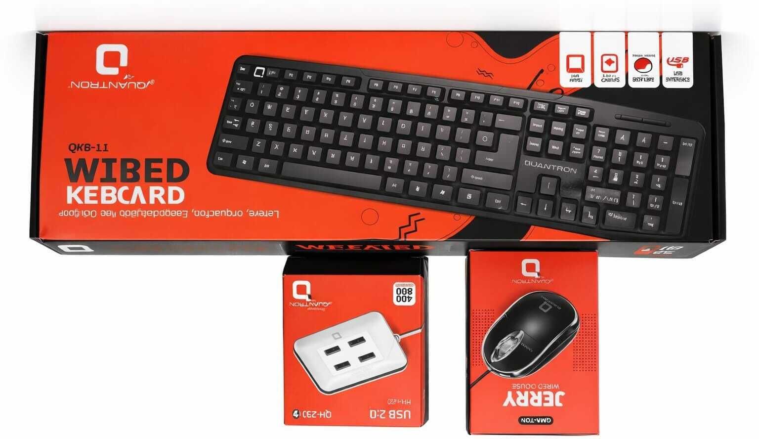 Quantron QKB-11 WIRED KEYBOARD + USB WIRED MOUSE + 4 PORT USB HUB WHITE COMBO PACK. Wired USB Standard Desktop Keyboard Compatible with Desktop-picture-42