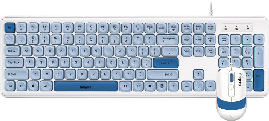 FINGERS Velvet Combo C4 With Mouse Wired USB Standard Multi-device Keyboard Compatible with Desktop, Laptop-image-1