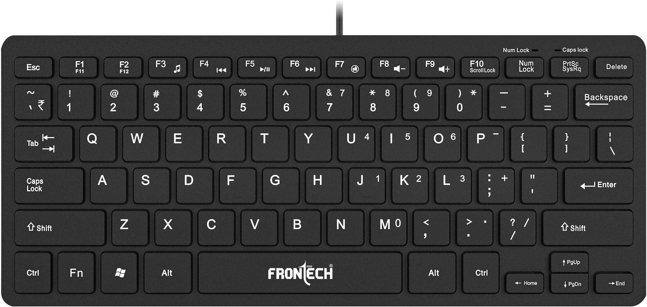 Frontech Membrane Keys Wired Mini Keyboard | 78 Keys | USB Plug & Play | Ergonomic Design Wired USB Standard Desktop Keyboard Compatible with Desktop, Laptop, Mac stand support,KB-0041 Mini Keyboard | 78 Membrane Keys | USB Plug & Play | Ergonomic Design-image-13